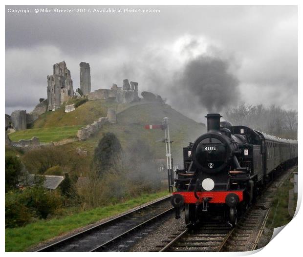 Arriving at Corfe Castle Print by Mike Streeter
