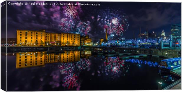 Albert Dock Fireworks Canvas Print by Paul Madden