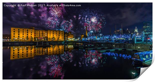 Albert Dock Fireworks Print by Paul Madden
