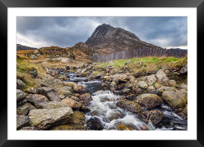 Tryfan Mountain Rapids Snowdonia  Framed Mounted Print by Adrian Evans