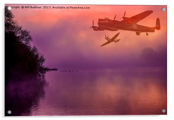 Lancaster at Sunrise Sutton Bingham Reservoir  Acrylic by Will Badman
