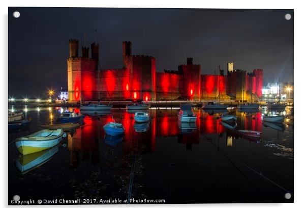 Caernarfon Castle Reflection  Acrylic by David Chennell