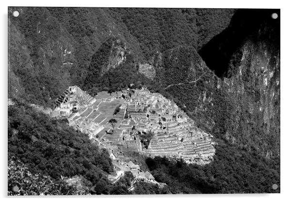 View Of Machu Picchu From The Inca Trail  Acrylic by Aidan Moran