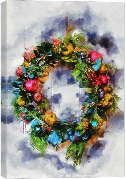 Christmas Wreath Canvas Print by Ian Mitchell