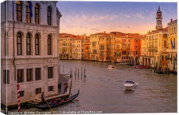 Sunset in Venice Canvas Print by Peter Farrington