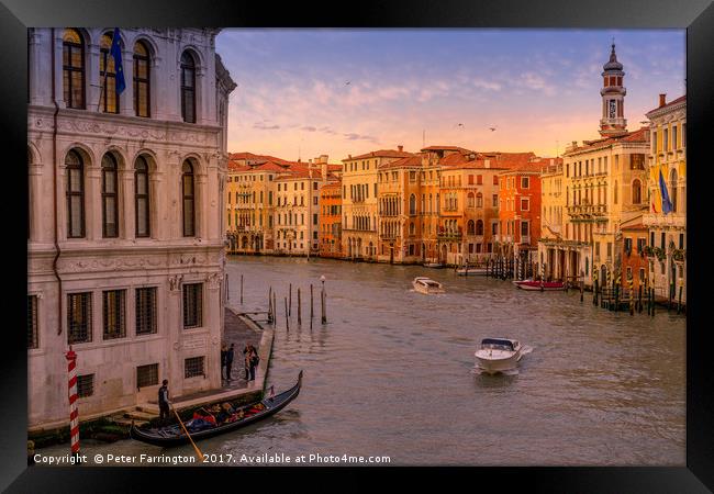 Sunset in Venice Framed Print by Peter Farrington