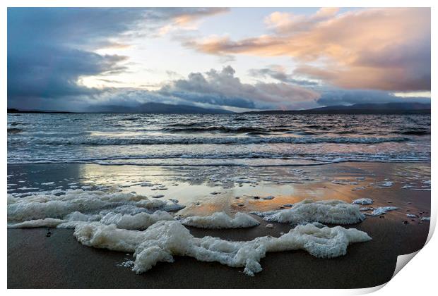 Sea Foam at Ganavan Sands Print by Rich Fotografi 