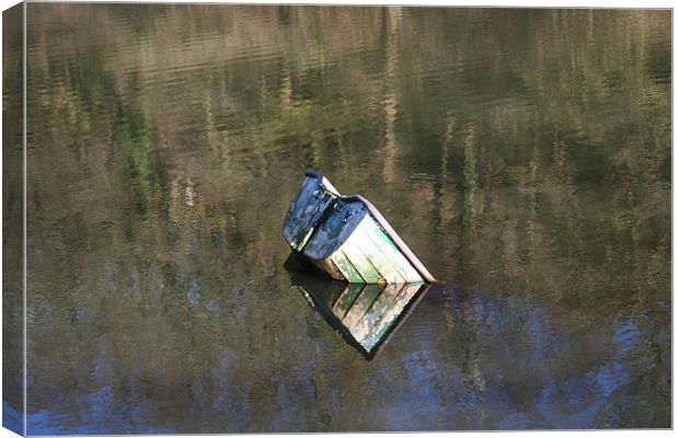 sinking boat in Velindre Reservoir, Wales Canvas Print by Ian Small