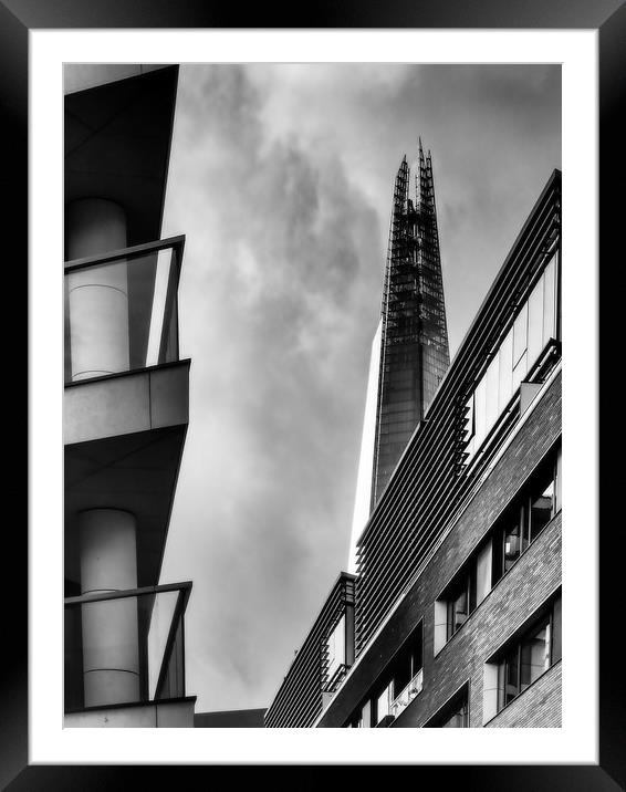The towering Shard. Framed Mounted Print by David Hall