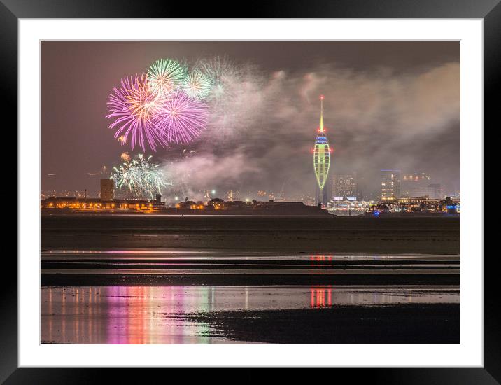 City fireworks Framed Mounted Print by Alf Damp