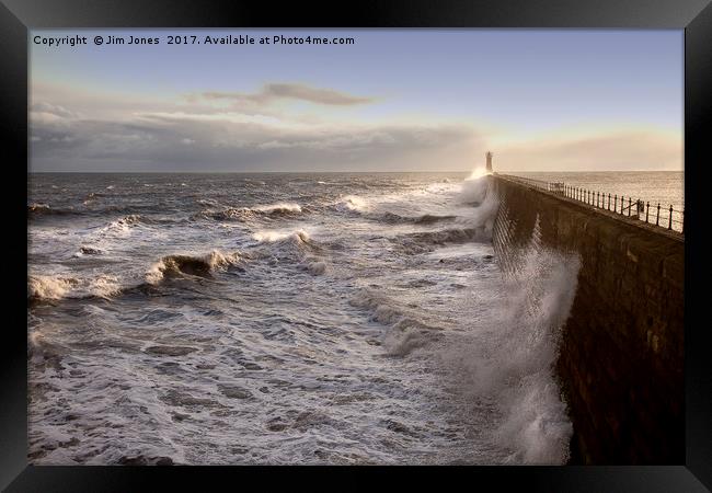 Stormy weather at Tynemouth Framed Print by Jim Jones