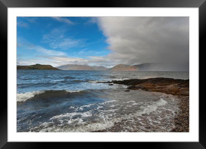 Rain cloud over Loch Ailort Framed Mounted Print by Eddie John