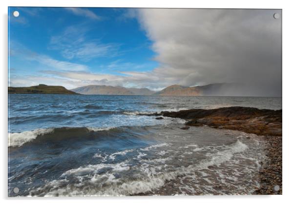 Rain cloud over Loch Ailort Acrylic by Eddie John