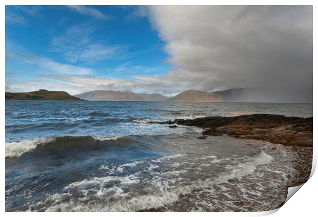 Rain cloud over Loch Ailort Print by Eddie John