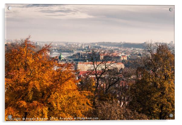Prague in autumn Acrylic by Angela Bragato