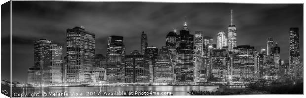 NEW YORK CITY Night Skyline | Panoramic Canvas Print by Melanie Viola