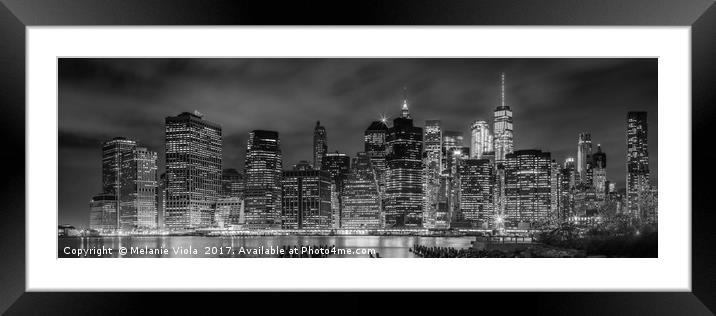 NEW YORK CITY Night Skyline | Panoramic Framed Mounted Print by Melanie Viola
