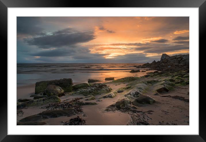 Hopeman Sunset Framed Mounted Print by Mike Stephen