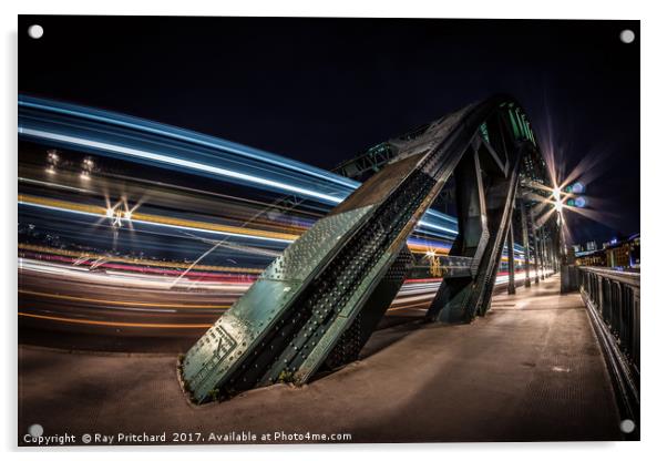 Bus Trails on the Tyne Bridge Acrylic by Ray Pritchard