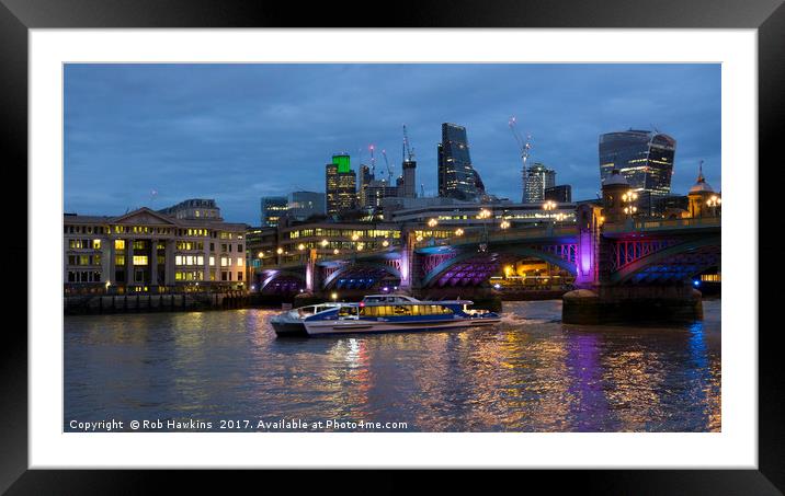 Thames London Twylight  Framed Mounted Print by Rob Hawkins