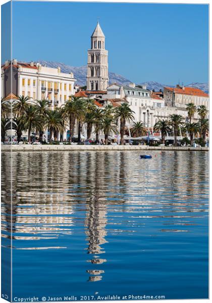 Cathedral of St Domnius reflects in the water Canvas Print by Jason Wells