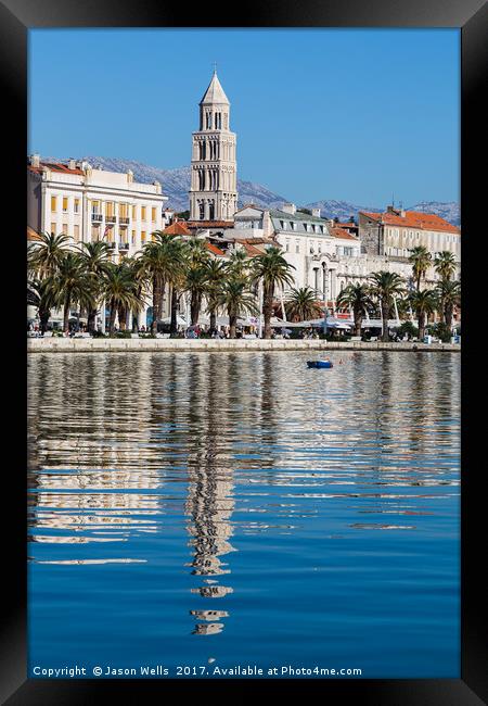 Cathedral of St Domnius reflects in the water Framed Print by Jason Wells