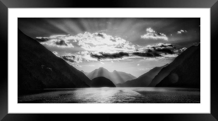 Sunset over Doubtful Sound Framed Mounted Print by Paul Want