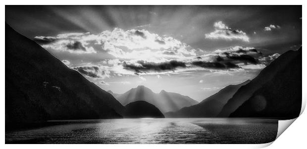 Sunset over Doubtful Sound Print by Paul Want