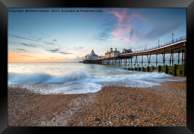 Dawn at Eastbourne Pier Framed Print by Helen Hotson