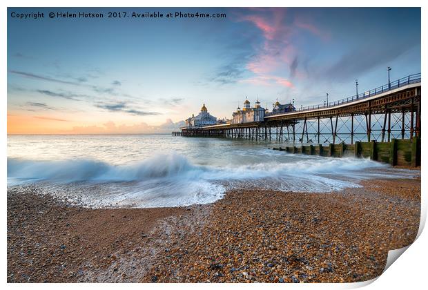Dawn at Eastbourne Pier Print by Helen Hotson