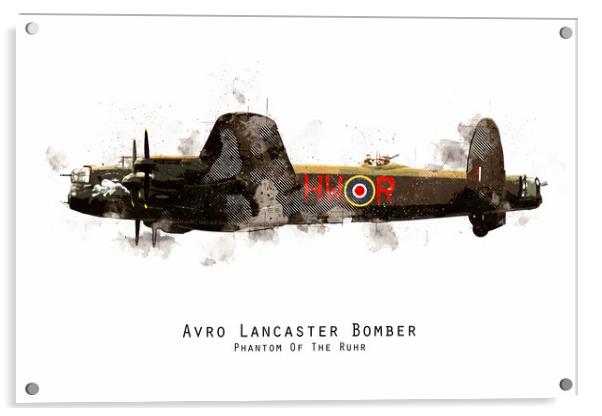 Lancaster Sketch - Phantom of The Ruhr Acrylic by J Biggadike