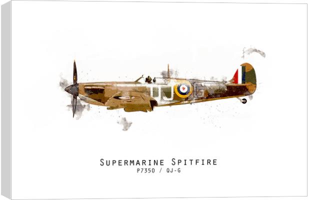 Spitfire Sketch - P7350_QJG Canvas Print by J Biggadike
