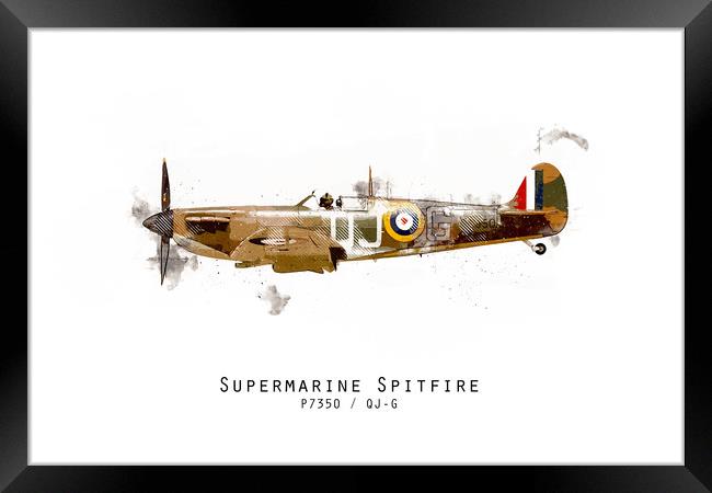 Spitfire Sketch - P7350_QJG Framed Print by J Biggadike