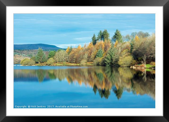 Reflections in Llwyn Onn Reservoir Brecon Beacons  Framed Mounted Print by Nick Jenkins