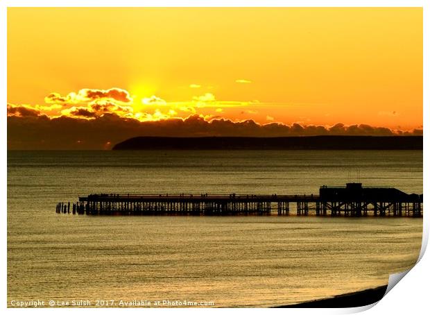 Hastings Pier at sunset Print by Lee Sulsh