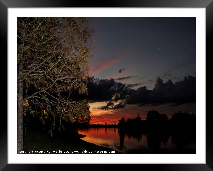 Sunset Over the Caloosahatchee Framed Mounted Print by Judy Hall-Folde