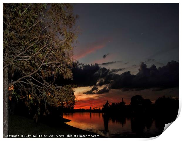 Sunset Over the Caloosahatchee Print by Judy Hall-Folde