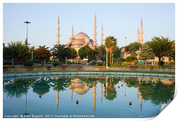 Blue Mosque at Dawn in Istanbul Print by Artur Bogacki