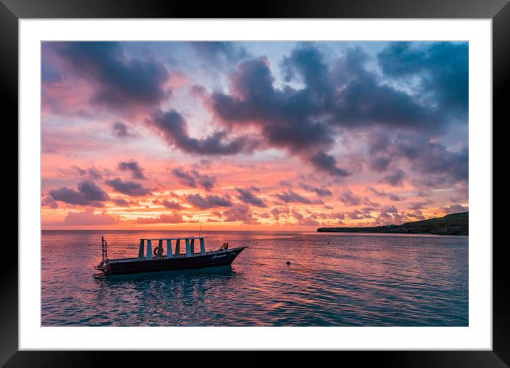  Sunset at the beach  Curacao Views Framed Mounted Print by Gail Johnson