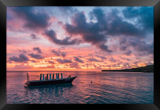  Sunset at the beach  Curacao Views Framed Print by Gail Johnson