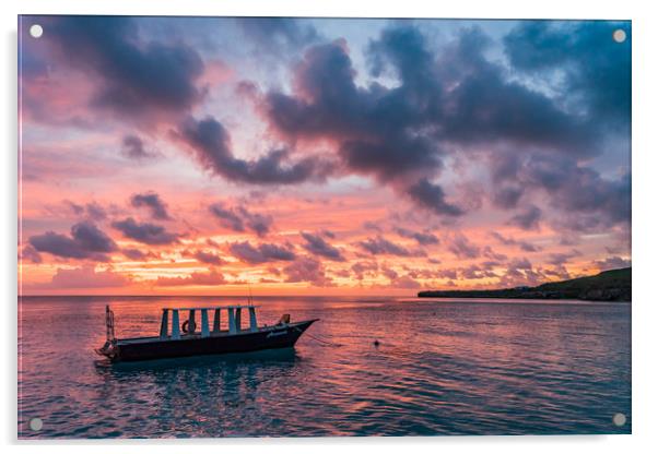  Sunset at the beach  Curacao Views Acrylic by Gail Johnson