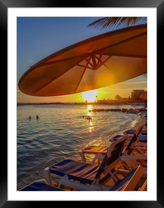   Sunset at the beach    Caribbean Views  Framed Mounted Print by Gail Johnson