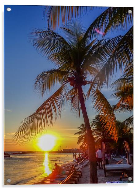   Sunset at the beach    Caribbean Views  Acrylic by Gail Johnson