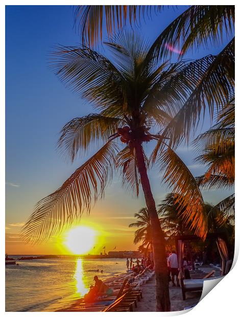   Sunset at the beach    Caribbean Views  Print by Gail Johnson