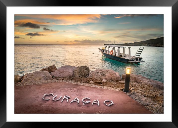Sunset by the beach  Curacao views Framed Mounted Print by Gail Johnson