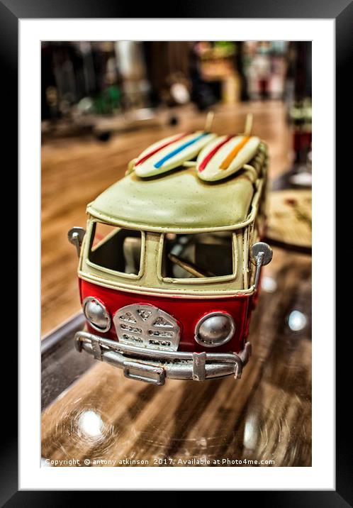 Red and yellow Camper Van Framed Mounted Print by Antony Atkinson