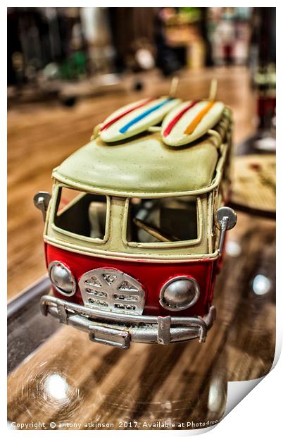 Red and yellow Camper Van Print by Antony Atkinson