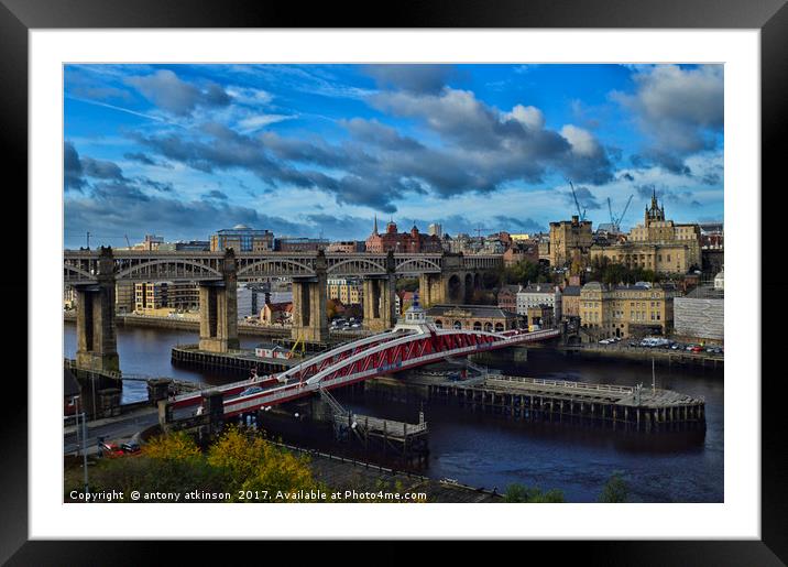 NewcastleTyne Swing Bridge Framed Mounted Print by Antony Atkinson