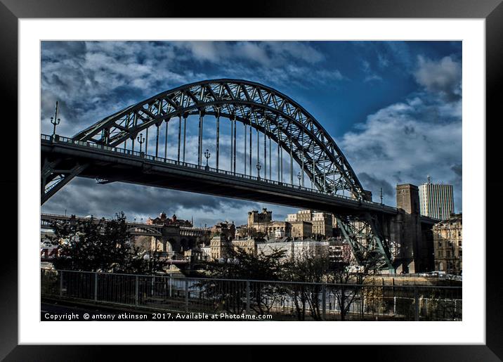 Newcatle Tyne Bridge Framed Mounted Print by Antony Atkinson