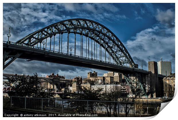 Newcatle Tyne Bridge Print by Antony Atkinson